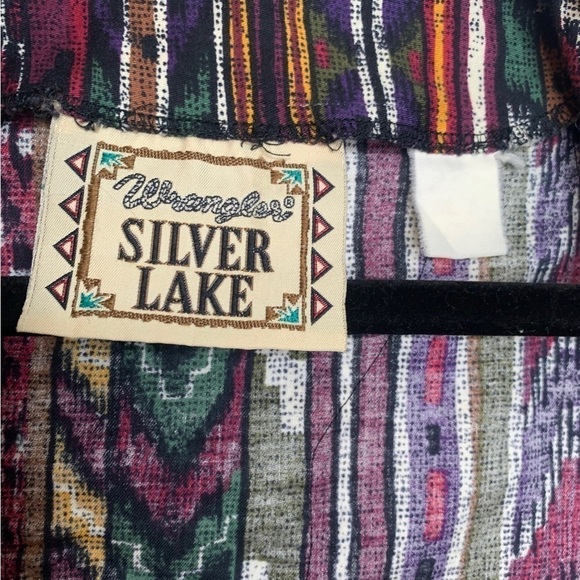 Vintage 80s Rodeo Wrangler Silver Lake Western Aztec Button Down Shirt - Picture 4 of 9